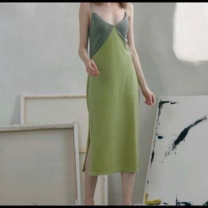 MOTF green velvet dress